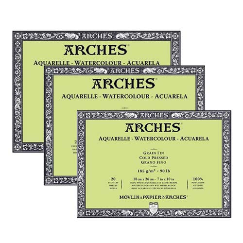 Bloc Arches para Acuarela 185 gr Grano Fino 100% Algodón
