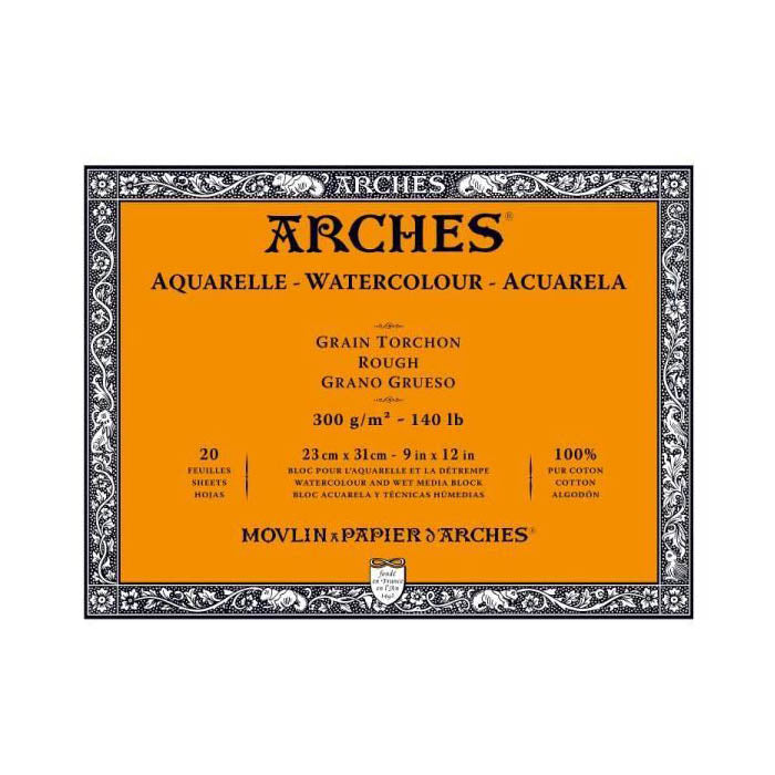 Bloc Arches para Acuarela 300 gr Grano Grueso 100% Algodón