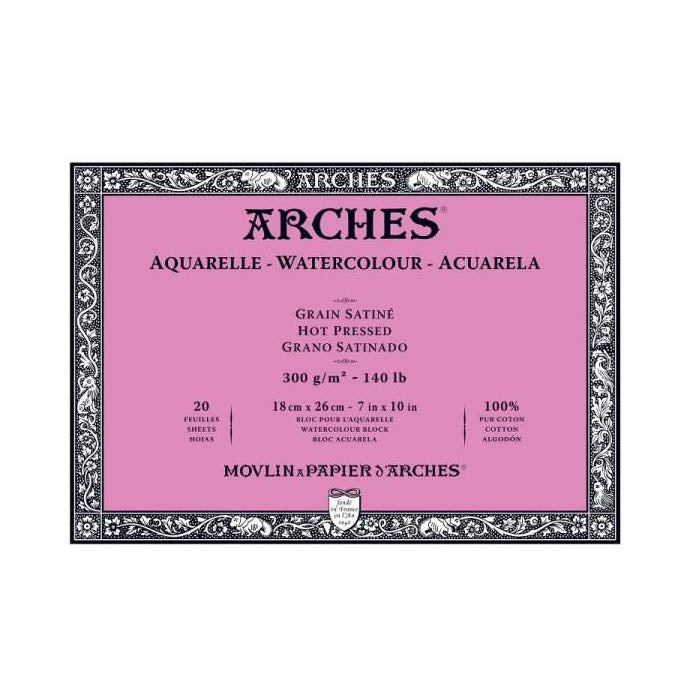 Bloc Arches para Acuarela 300 gr Grano Satinado 100% Algodón