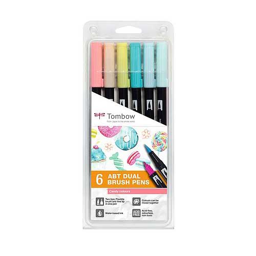 Set de 6 Dual Brush Pens Tombow Candy Colors