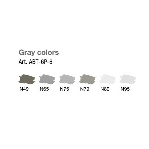 Set de 6 Dual Brush Pens Tombow Gray Colors