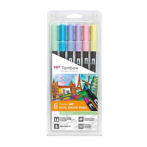 Set de 6 Dual Brush Pens Tombow Pastel Colors